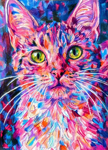The finished portrait of Squash in oil pastel and coloured pencil